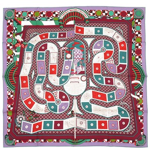 エルメス スカーフ カレ90 CARRE　 シルク マルチカラー 【LE TOUR DU MONDE EN 63 CASES/63マスの世界旅行】  中古