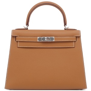エルメス 2WAYバッグ ケリー28 外縫い ヴォーエプソン ブラウン 茶 ショルダー　  中古
