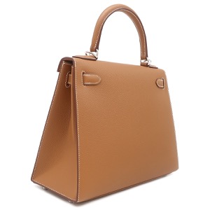 エルメス 2WAYバッグ ケリー28 外縫い ヴォーエプソン ブラウン 茶 ショルダー　  中古