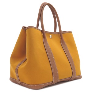 エルメス トートバッグ ガーデンパーティーPM トワルオフィシエ ブラウン 茶　  中古