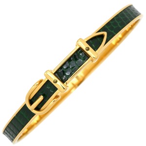 エルメス バングル サンチュール リザード グリーン 緑 ベルトモチーフ　  中古