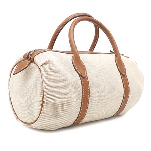 エルメス ハンドバッグ ポロションマドモアゼル トワルアッシュ ベージュ  筒型   中古