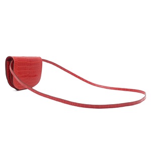 エルメス ショルダーバッグ ミニ コンヴォワイユール アリゲーター レッド クロコ ショルダーウォレット 赤   中古