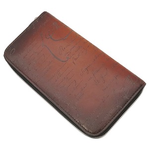 ベルルッティ 長財布 イタウバ スクリットレザー ロングジップ ウォレット レザー ブラウン カリグラフィ 茶   中古