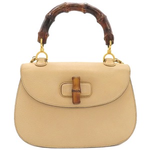 グッチ 2WAYバッグ バンブー 1947 レザー ベージュ  トップハンドルバッグ   中古