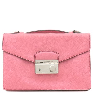 プラダ 2WAYバッグ サフィアーノ ベルニック レザー ピンク ハンド ショルダーバッグ  中古