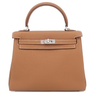 エルメス 2WAYバッグ ケリー25 内縫い トゴ ブラウン ショルダー 茶   中古