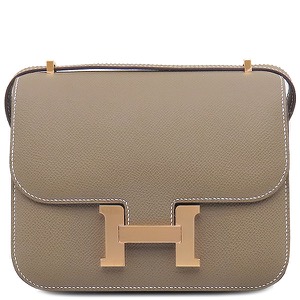 エルメス ショルダーバッグ コンスタンス3 ミニ ミロワール ヴォーエプソン グレー  グレージュ   中古