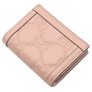 グッチ 二つ折り財布 GG マトラッセ カードケース ウォレット レザー ピンク コンパクトウォレット 723786 中古