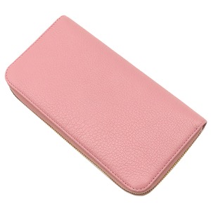 ミュウミュウ 長財布 リボン付き ラウンドファスナー ウォレット レザー ピンク バイカラー 中古