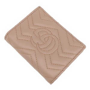 グッチ 二つ折り財布 ダブルG カードケース ウォレット レザー ピンク GG   466492 中古