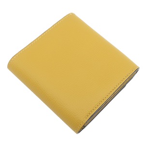 ロエベ 二つ折り財布 アナグラム トライフォールド ウォレット グレインカーフレザー イエロー コンパクトウォレット 黄色  中古