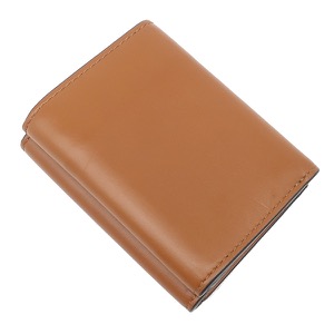 フェンディ 三つ折り財布 ロゴ ローママイクロ レザー ブラウン ミニ財布 茶  8M0395 中古