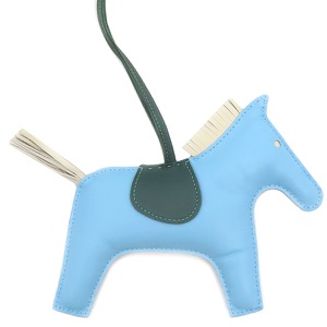 エルメス バッグチャーム ロデオGM アニョーミロ ブルー 水色 オフホワイト 緑  中古