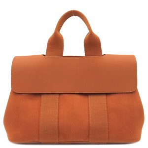 エルメス ハンドバッグ ヴァルパライソPM  トワルシェブロン オレンジ 中古