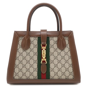 グッチ 2WAYバッグ ジャッキー1961 ミディアムトート GGスプリームキャンバス ブラウン ショルダーバッグ ウェブ シェリーリボン  649016 中古