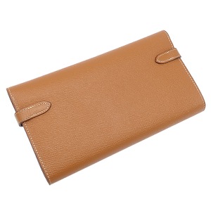 エルメス 長財布 ケリーウォレット ロング ヴォーエプソン ブラウン 茶   中古