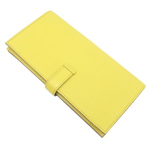 エルメス 長財布 ベアンスフレ シェーブル イエロー 黄色 二つ折り財布　  中古