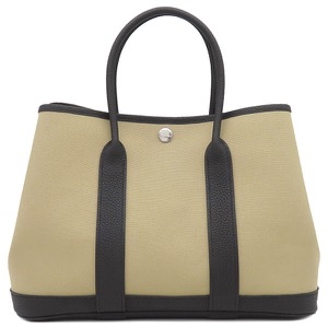 エルメス ハンドバッグ ガーデンパーティーTPM トワルアッシュ ベージュ 黒 トート  中古
