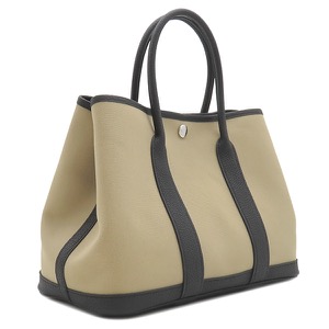 エルメス ハンドバッグ ガーデンパーティーTPM トワルアッシュ ベージュ 黒 トート  中古