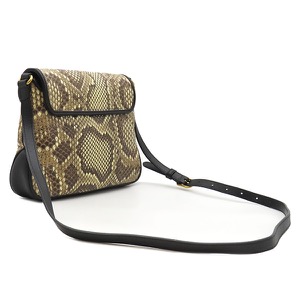 グッチ ショルダーバッグ GGマーモント パイソン ベージュ 黒  648934 中古