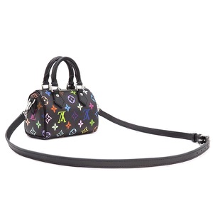 ルイヴィトン 2WAYバッグ LV × TM ナノ･スピーディ モノグラムマルチカラー ブラック ショルダーバッグ ハンドバッグ 黒 村上隆コラボ  M92644 中古