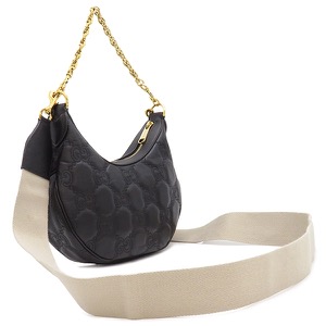 グッチ ショルダーバッグ GGマトラッセ  レザー ブラック 黒 GG   739709 中古