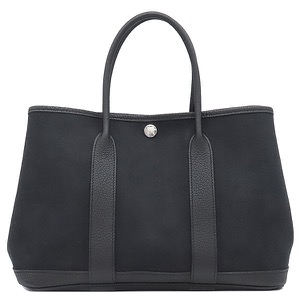 エルメス トートバッグ ガーデンパーティーTPM トワルシェブロン ブラック 黒  中古