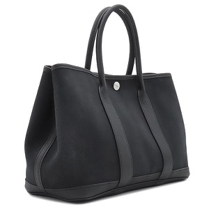 エルメス トートバッグ ガーデンパーティーTPM トワルシェブロン ブラック 黒  中古