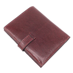 エルメス 二つ折り財布 ベアンコンパクト リザード レッド 赤  中古