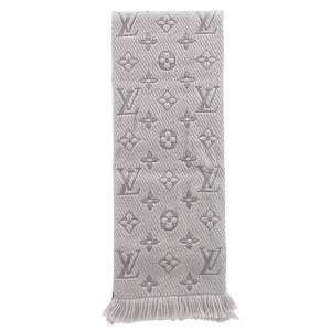 ルイヴィトン マフラー エシャルプ ロゴマニア ウール グレー M74742 中古