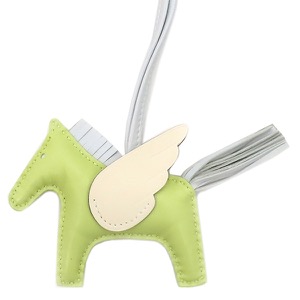 エルメス バッグチャーム ロデオPM ペガサス ラムスキン マルチカラー 黄緑 水色 アイボリー  中古