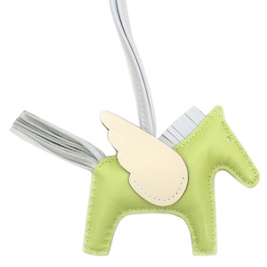 エルメス バッグチャーム ロデオPM ペガサス ラムスキン マルチカラー 黄緑 水色 アイボリー  中古