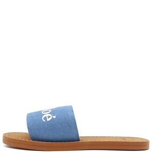 クロエ サンダル ウッディ ブルー #35未使用 ロゴ フラットサンダル  C20185Z10 中古