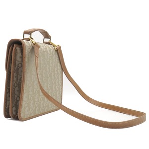 クリスチャン・ディオール 2WAYバッグ トロッター 2way ハンドバッグ キャンバス ベージュ 茶 ハンドバッグ ショルダー  中古