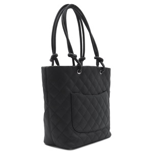 シャネル トートバッグ カンボンライン ミディアム レザー ブラック 黒 ピンク キルティング ココマーク A25167 中古