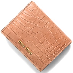 ミュウミュウ 二つ折り財布 財布中古 レディース ST.コッコ クロコ型押し チプリアピンクページュ 5MV204 2B8G MIU MIU