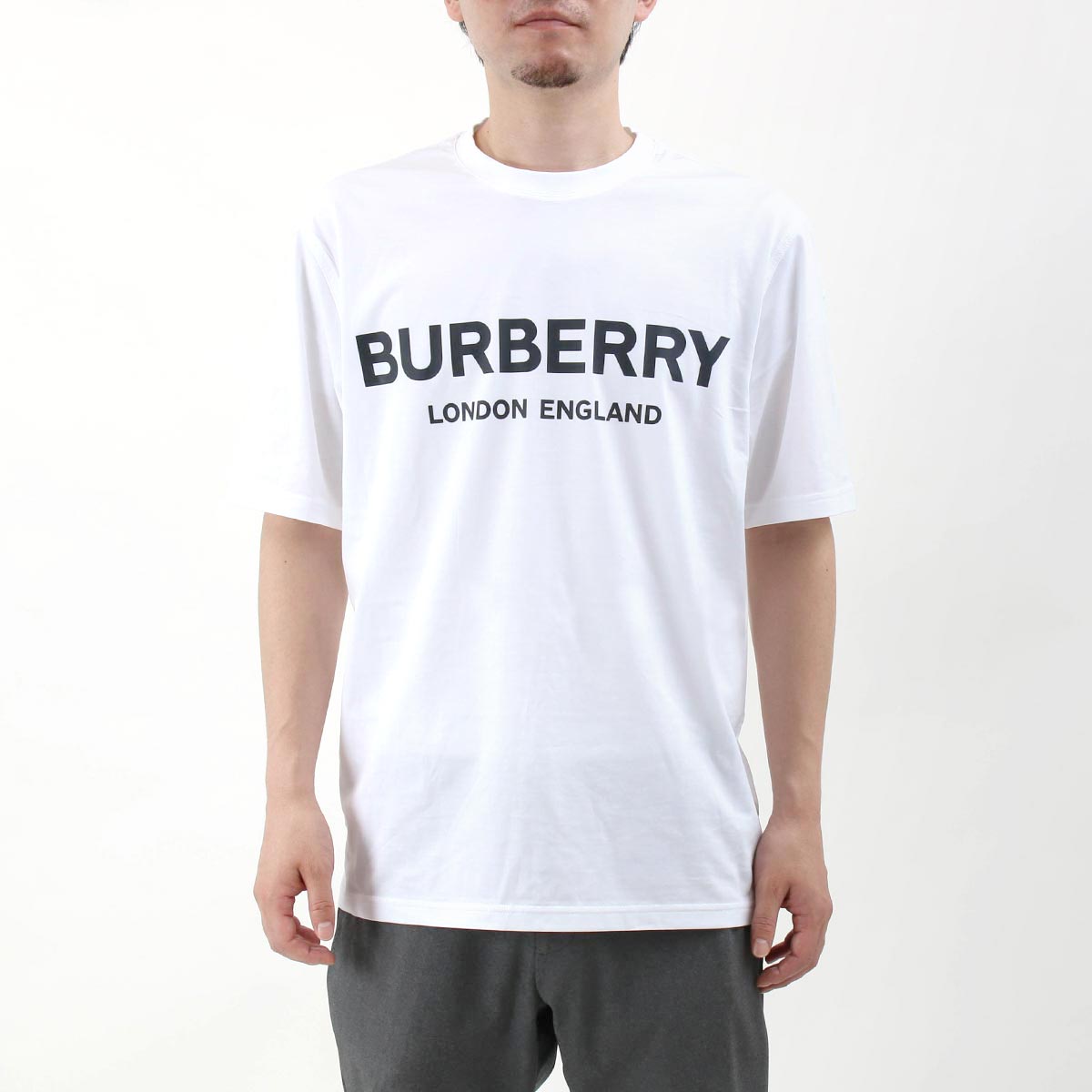 バーバリー Tシャツ トップス メンズ レディース ロゴ プリント ホワイト LETCHFORD TAV 113839 A1464 8026017  BURBERRY