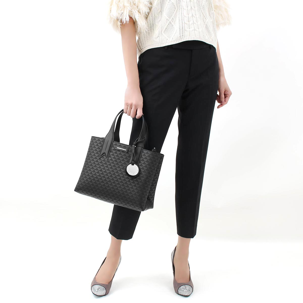 楽天市場 エンポリオアルマーニ ハンドバッグ ショルダーバッグ バッグ レディース モノグラム ロゴチャーム ブラックグレー Y3d153 Yfg5e 1 Emporio Armani ブランドショップ ブルーク