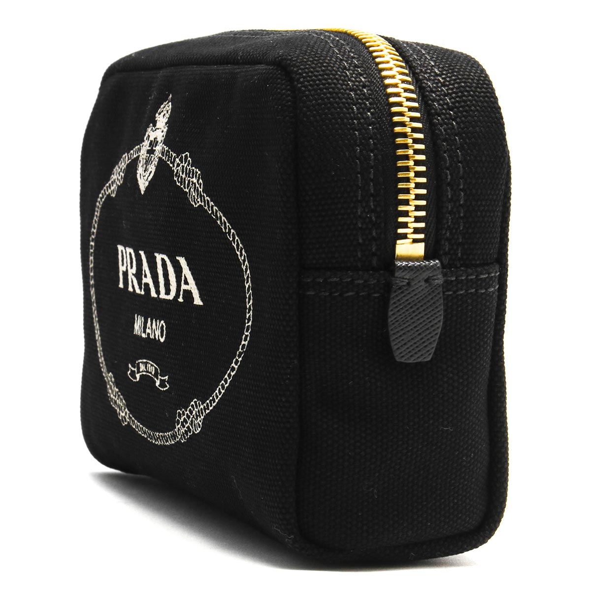 プラダ ポーチ バッグ レディース カナパ ロゴ ブラック&タルコホワイト 1NA021 20L F0N12 PRADA