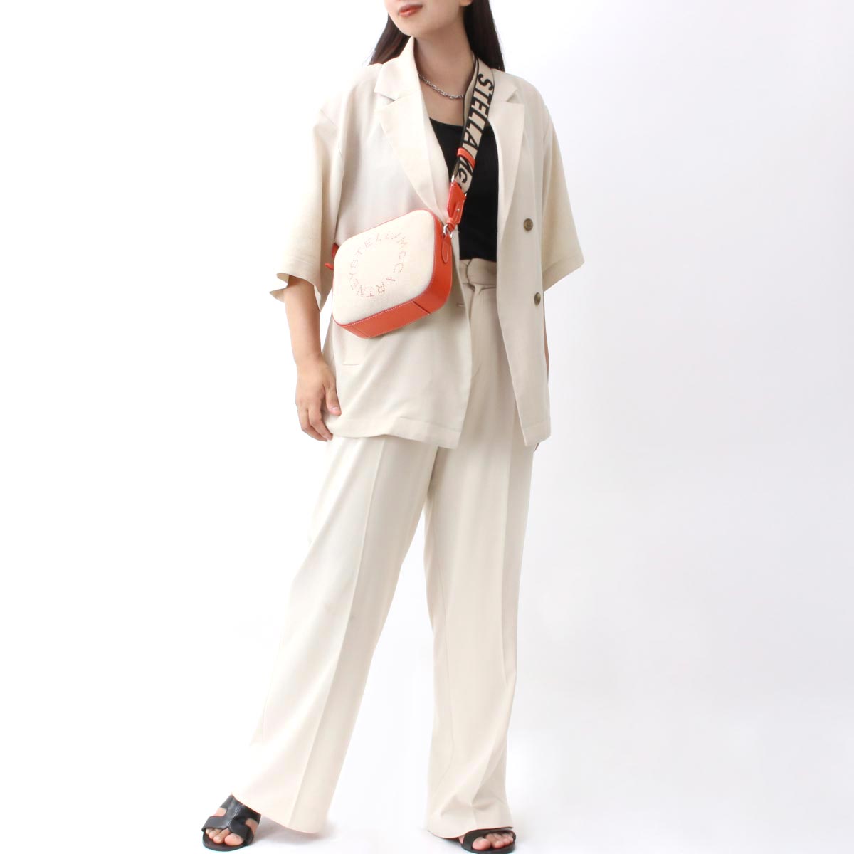 【美品】ステラマッカートニー ミニファラベラ ショルダーバッグ オレンジ Women BLACK ファラベラ ジップ ミニショルダーバッグ | Stella