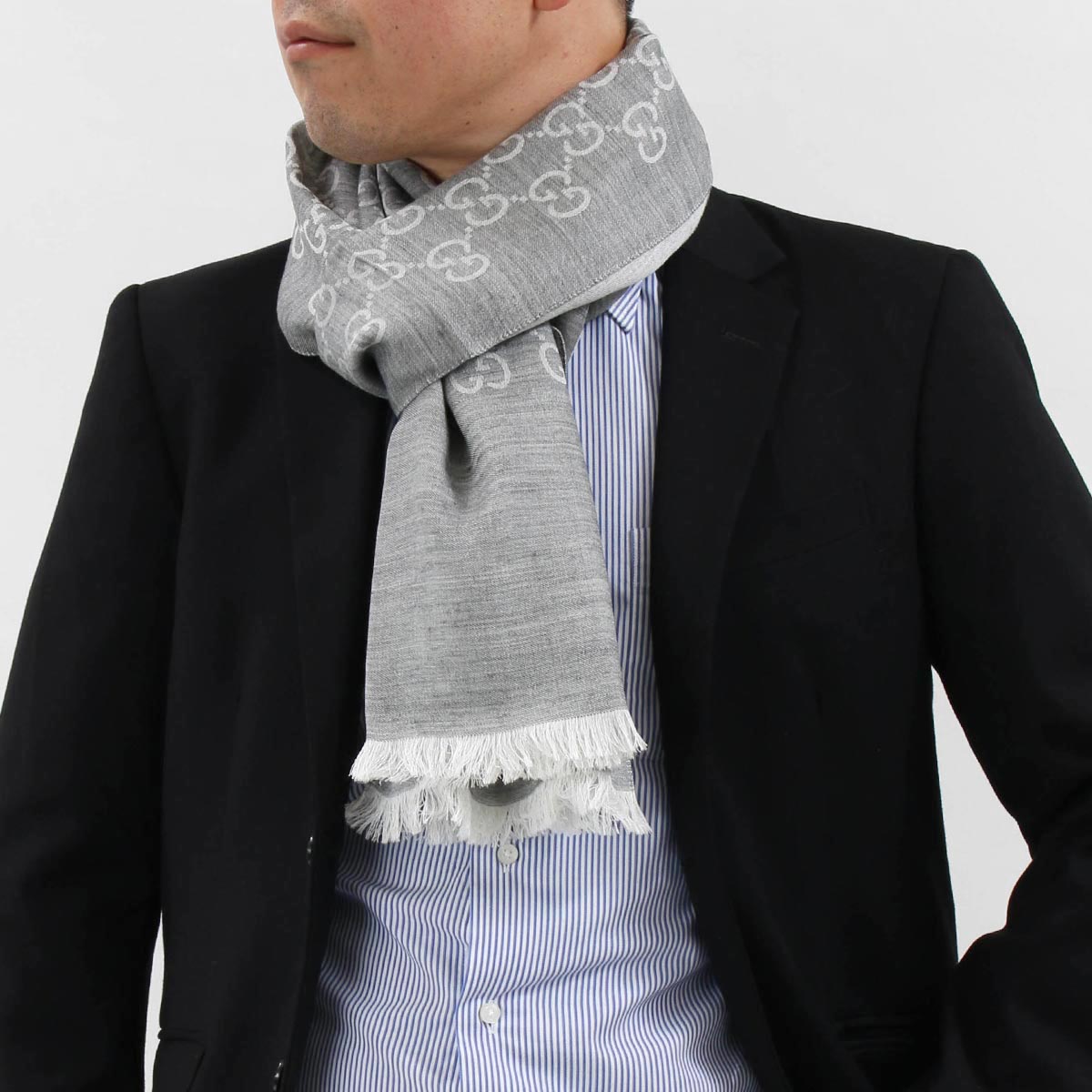楽天市場 グッチ ストール スカーフ メンズ レディース Ggウール ライトグレー 3g646 1400 Gucci ブランドショップ ブルーク