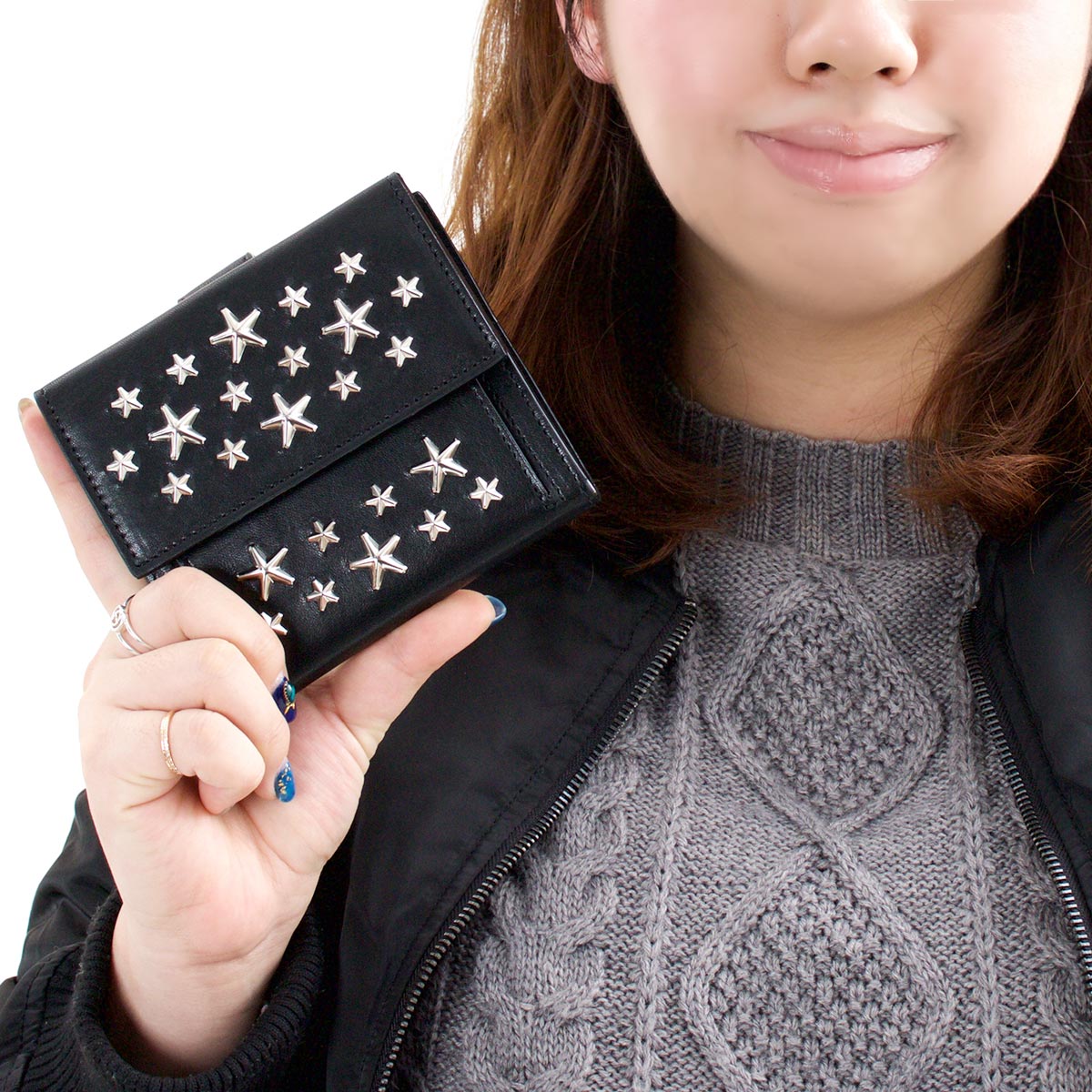 ジミーチュウ 二つ折り財布 財布 メンズ レディース フリーダ スター スタッズ ブラック Frida Cst Black Jimmy Choo ブランド時計専門店ブルークウォッチカンパニー