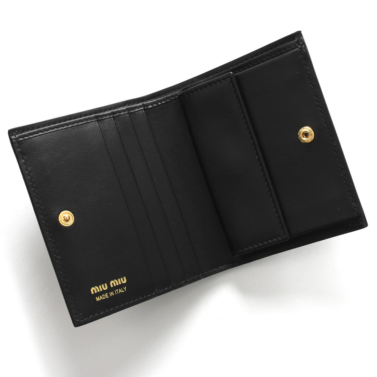ミュウミュウ 二つ折り財布 財布 レディース ライト カーフ ブラック 5MV204 2CEI F0002 MIU MIU