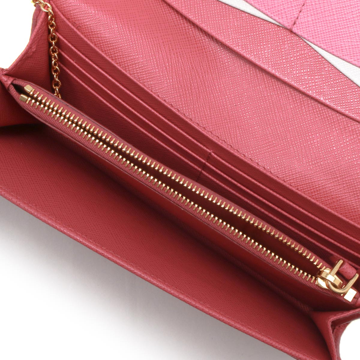 PRADA ピンク　サフィアーノ 折り財布 小物 レディース ファッション通販