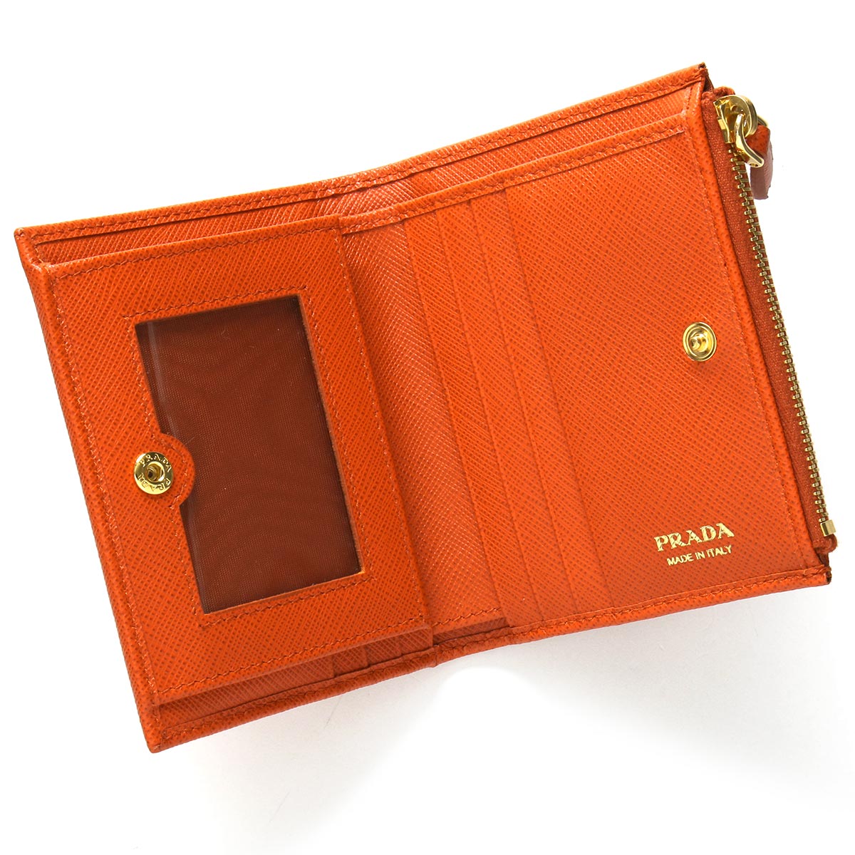 プラダ 二つ折り財布 財布 レディース サフィアーノ メタル アランチョオレンジ 1ML023 QWA F0049 PRADA