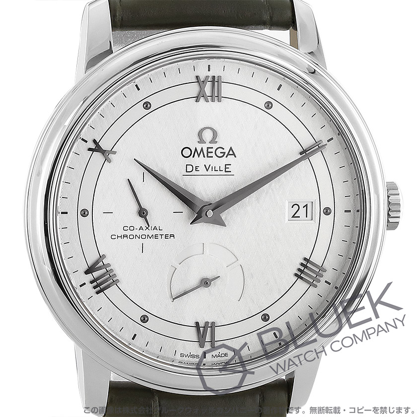 オメガ デ・ヴィル プレステージ パワーリザーブ アリゲーターレザー メンズ 424.13.40.21.02.004