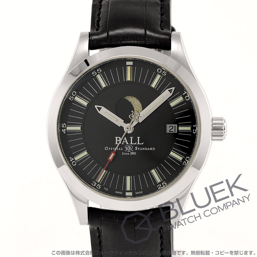 ボールウォッチ エンジニア ムーンフェイズ ムーンフェイズ クロコレザー メンズ NM2282C-LLJ-BK