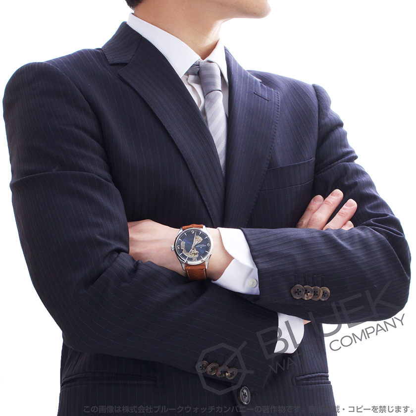 ハミルトン ジャズマスター ビューマチック オープンハート オーストリッチレザー メンズ H32705041