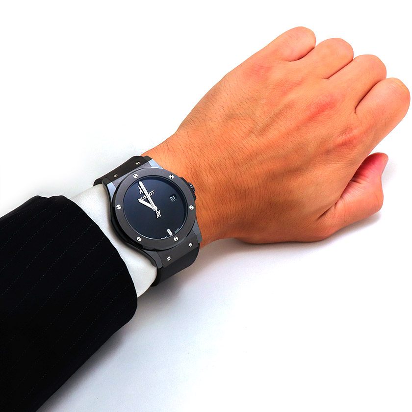 【117718】HUBLOT ウブロ  511.CM.1470.RX.MYOS クラシックフュージョン ブラックダイヤル CE/ラバー 自動巻き 純正ボックス 腕時計 時計 WATCH メンズ 男性 男 紳士